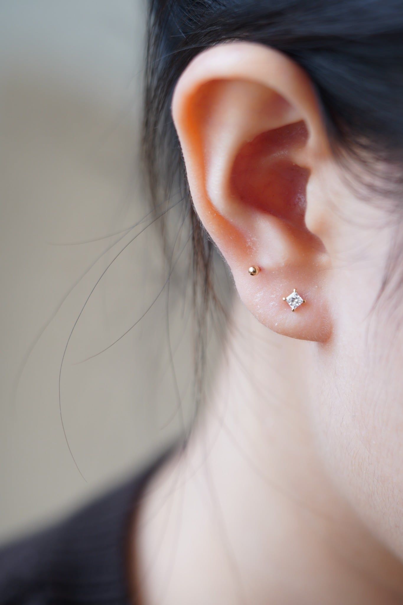 Hoa tai vàng 14k kim cương Lab-Grown Princess Shape