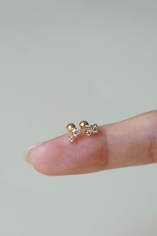  Hoa tai vàng 14k kim cương Lab-Grown Rund Shape 