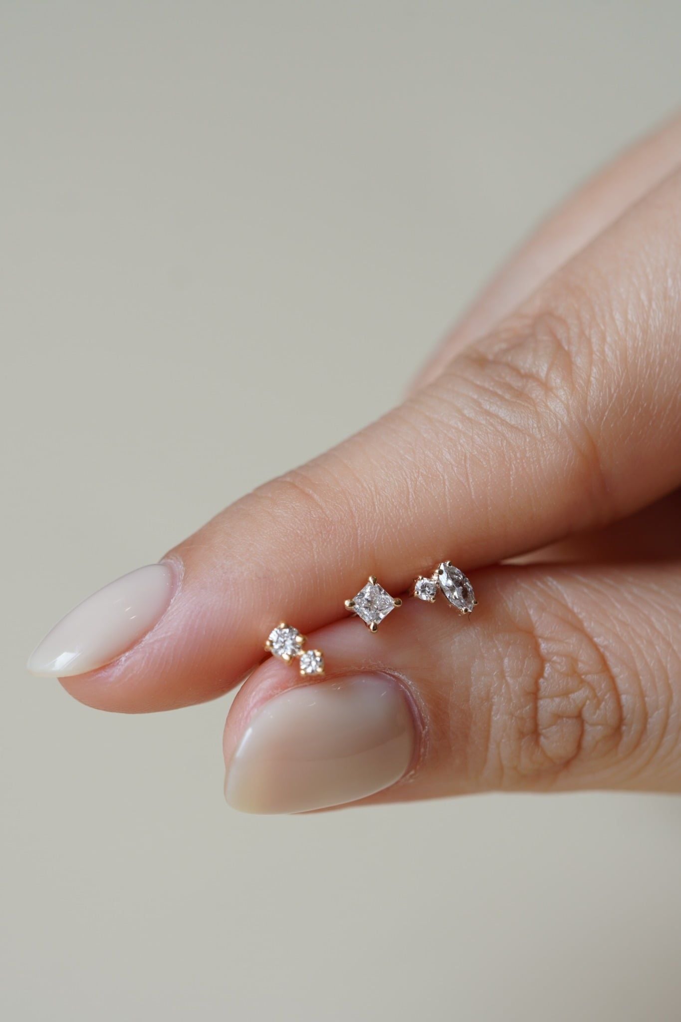 Hoa tai vàng 14k kim cương Lab-Grown Princess Shape