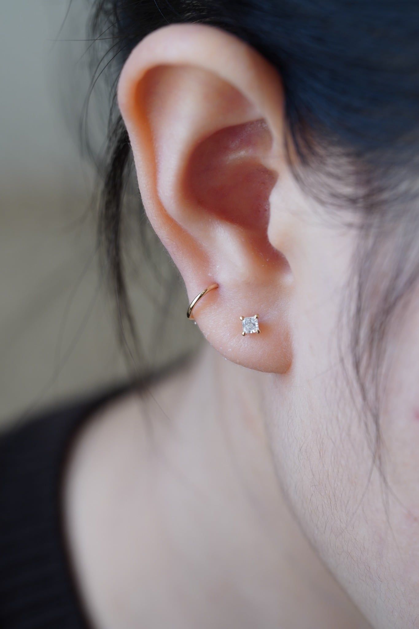 Hoa tai vàng 14k kim cương Lab-Grown Princess Shape