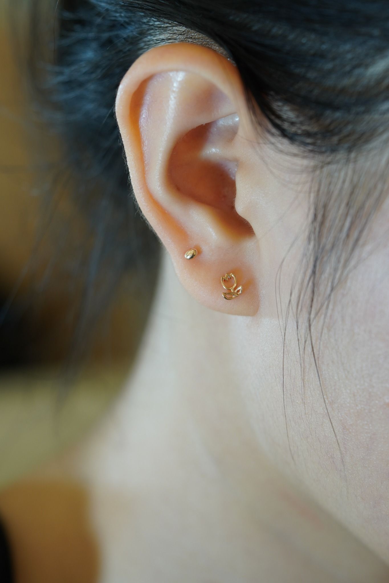 Hoa tai vàng 14K bông hoa tulip