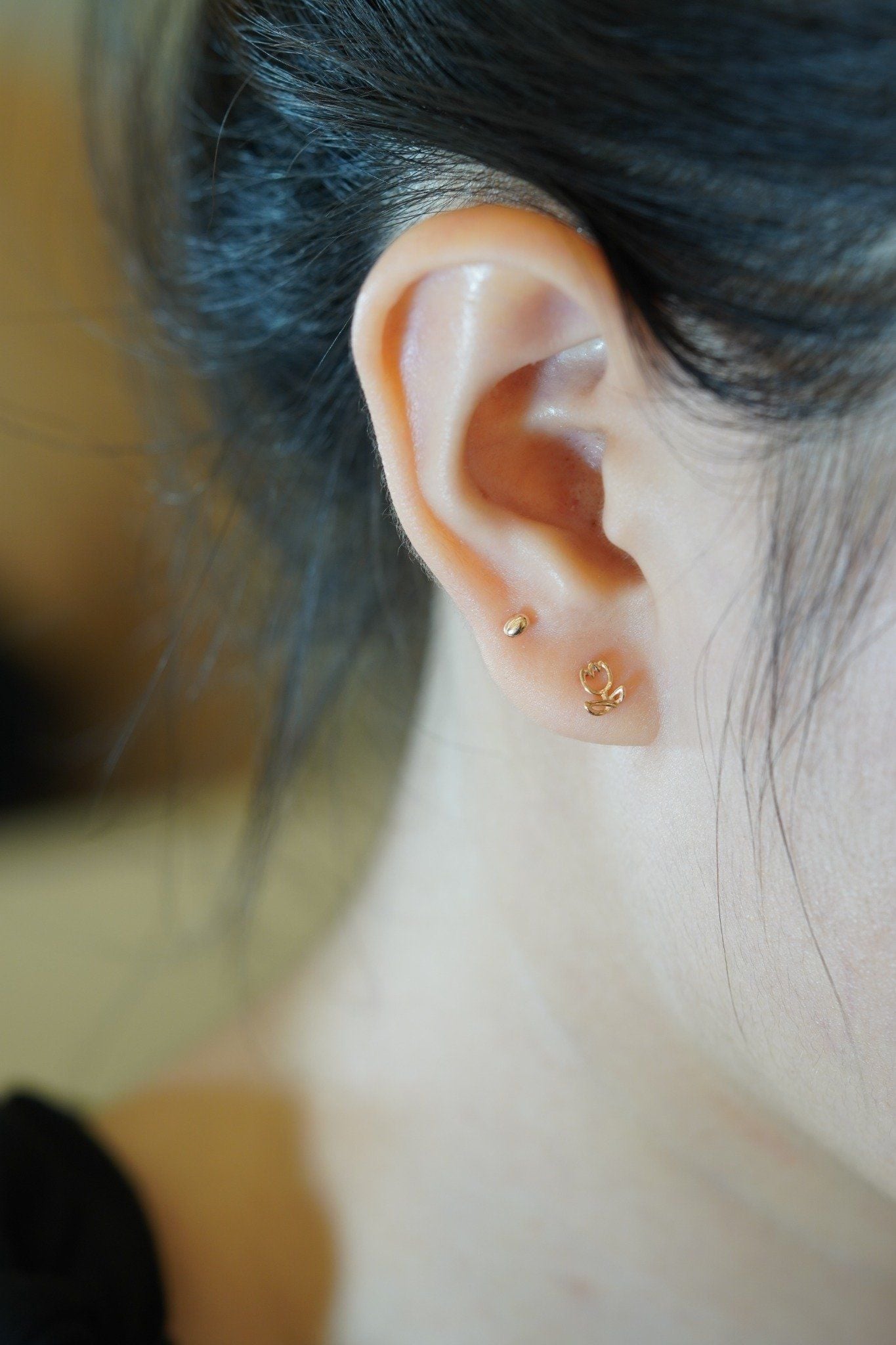 Hoa tai vàng 14K bông hoa tulip