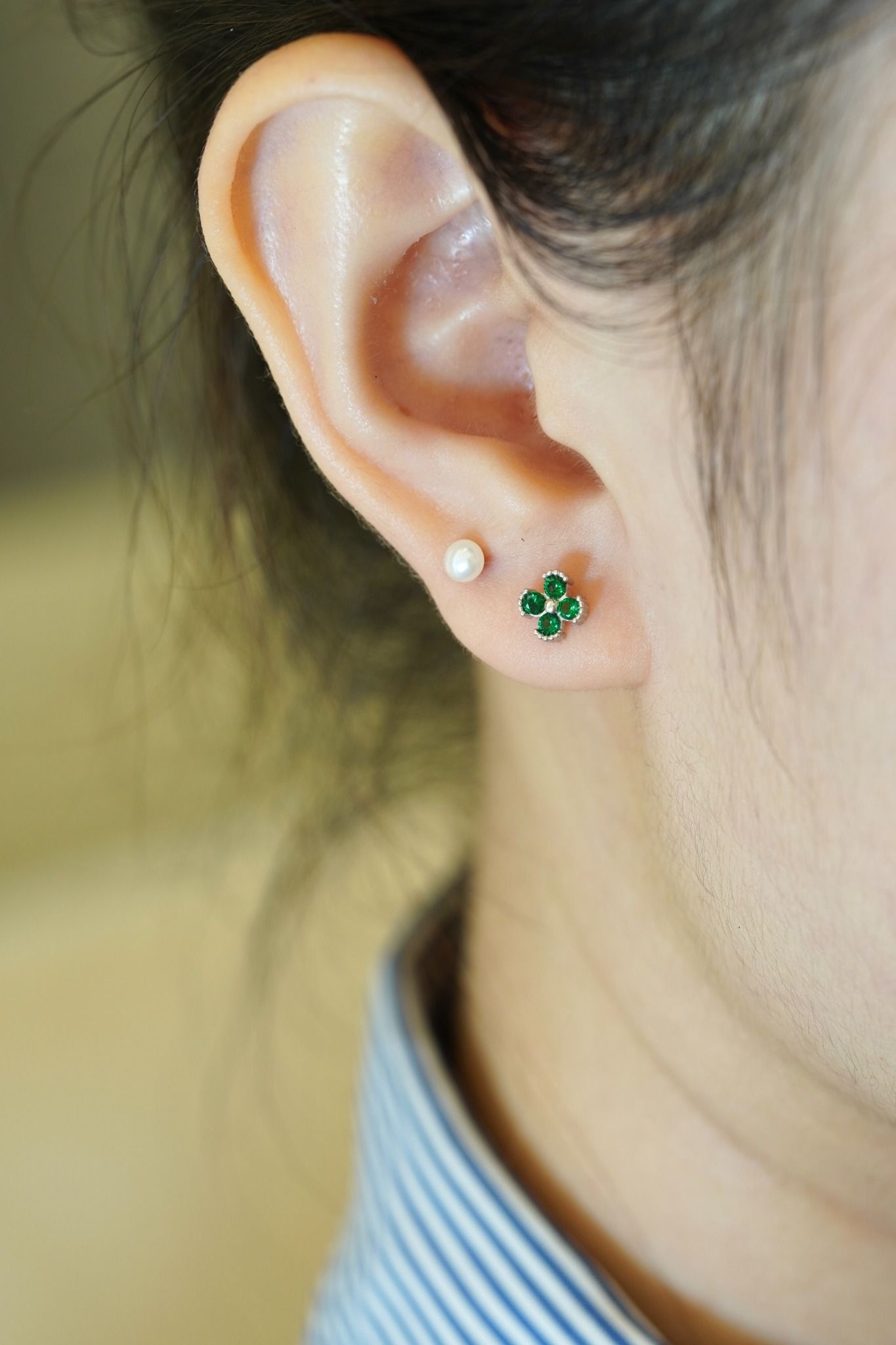 [ancafe-accessories] Hoa tai ER390K-102-BAC-XANH LÁ