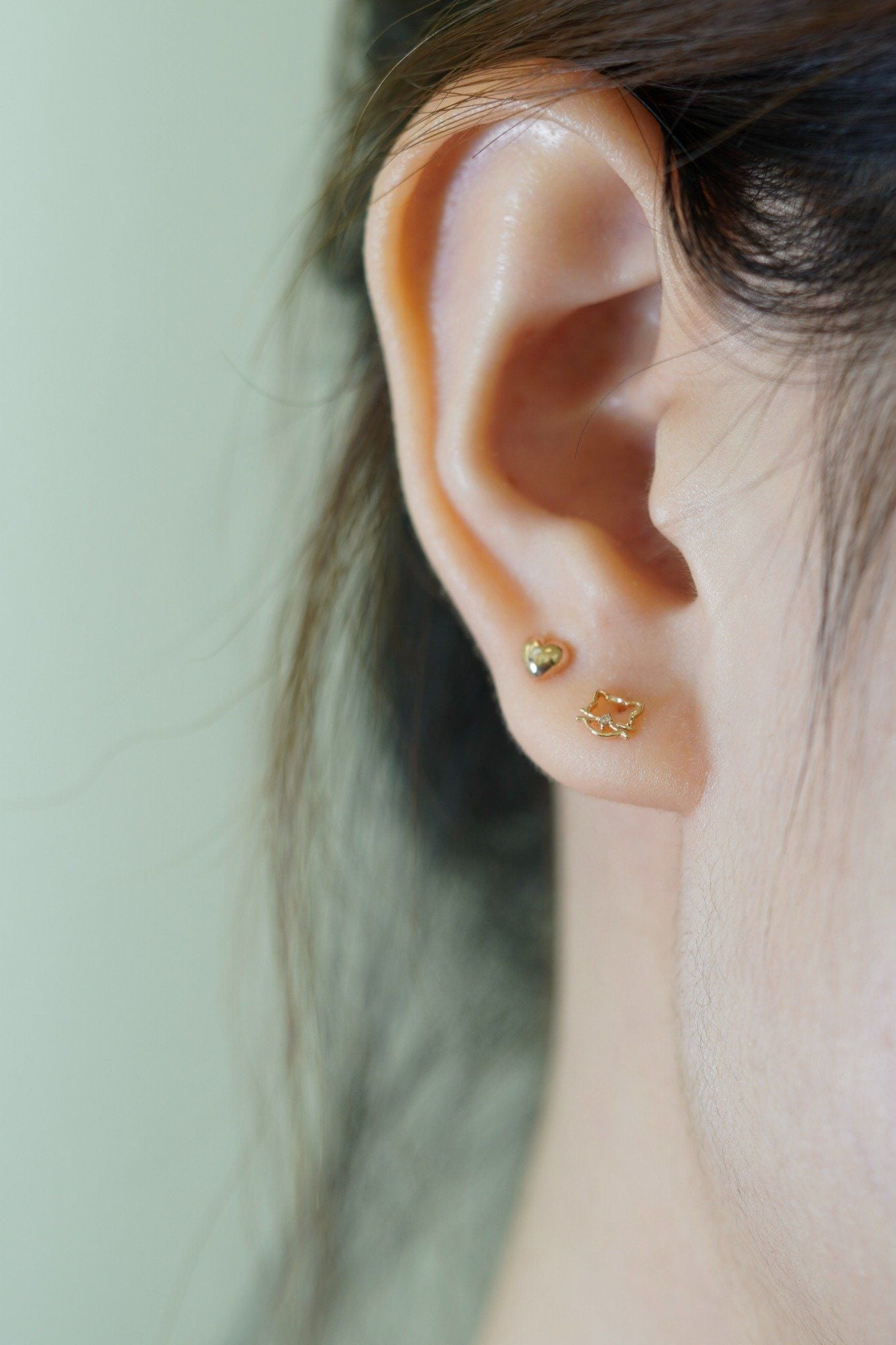 Hoa tai vàng 14K hình con mèo