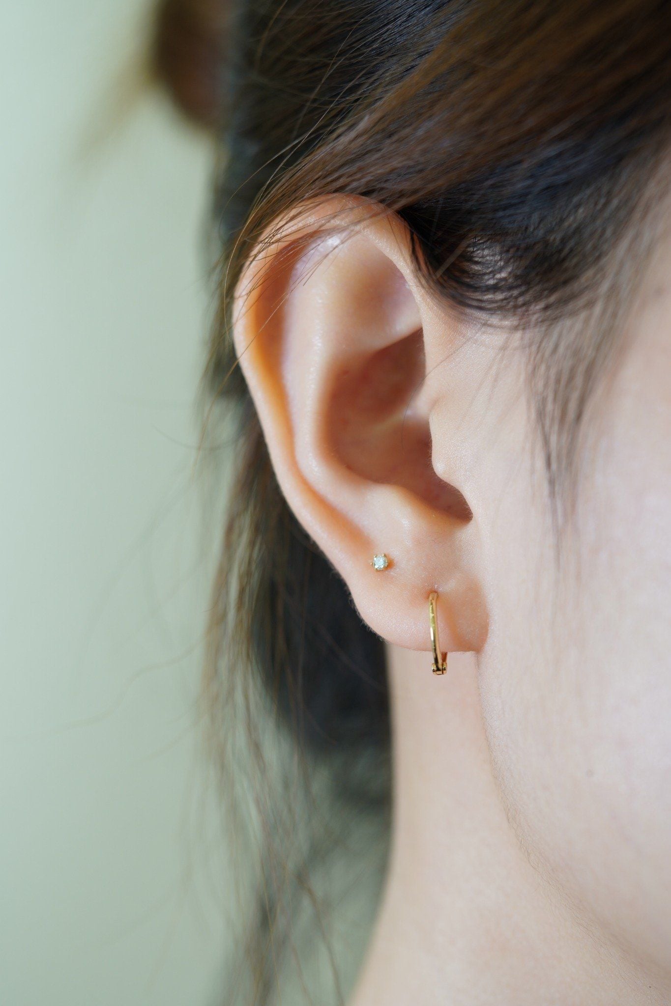 Hoa tai vàng 14k hoops trơn 8mm