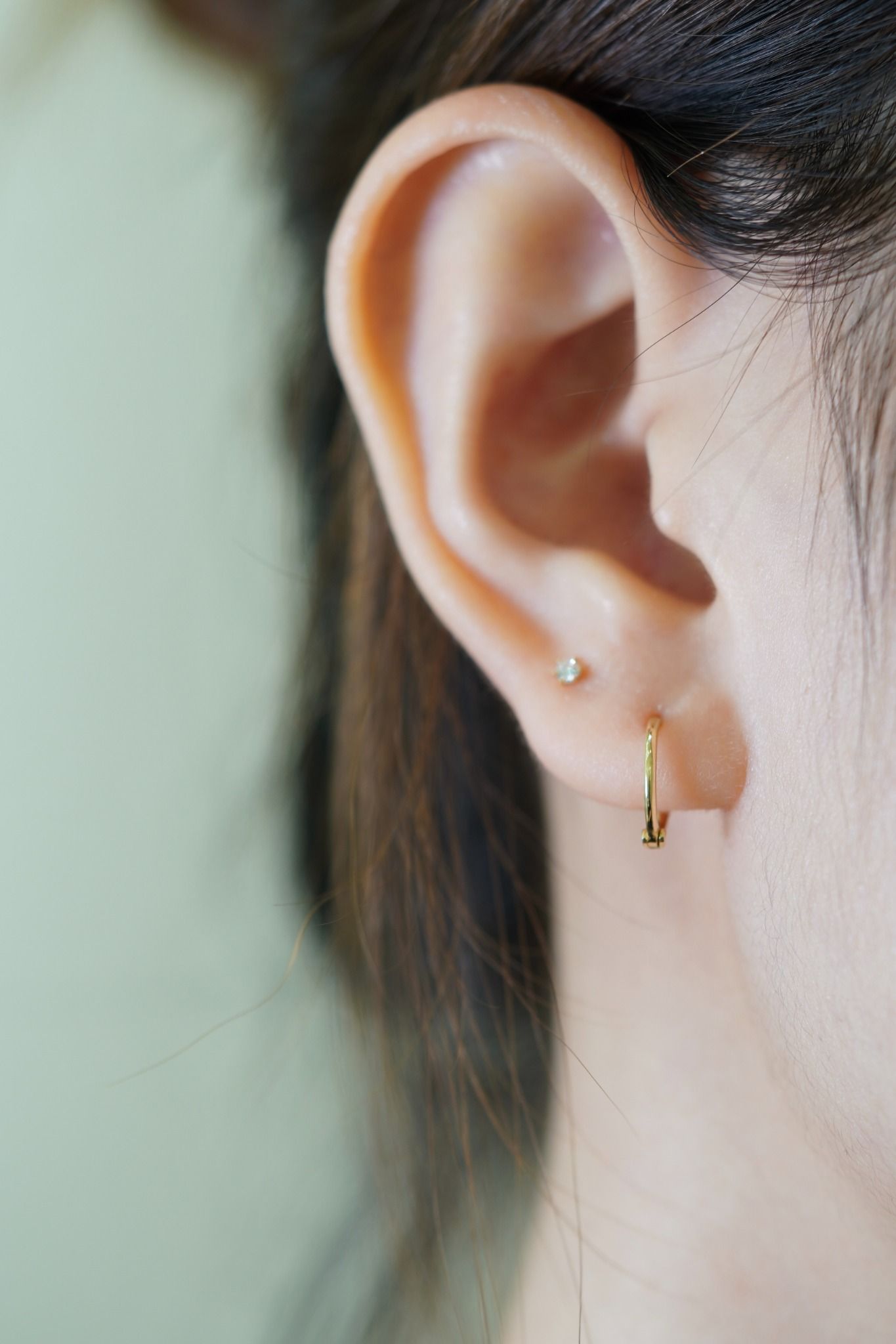 Hoa tai vàng 14k hoops trơn 8mm