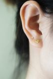 Hoa tai vàng 14k tim trơn chuôi flatback dẹt( ER-GLD-093)