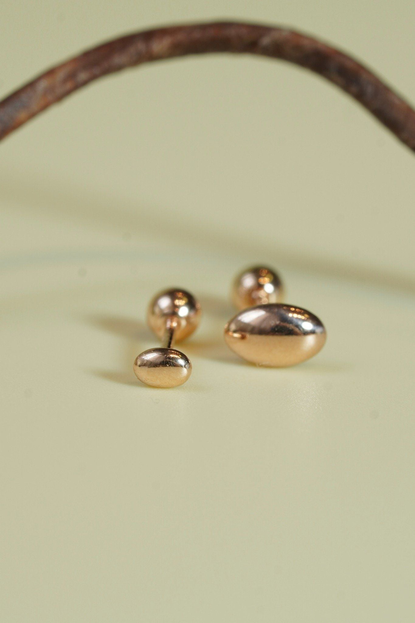 Hoa tai vàng 14K hình hạt đậu lớn