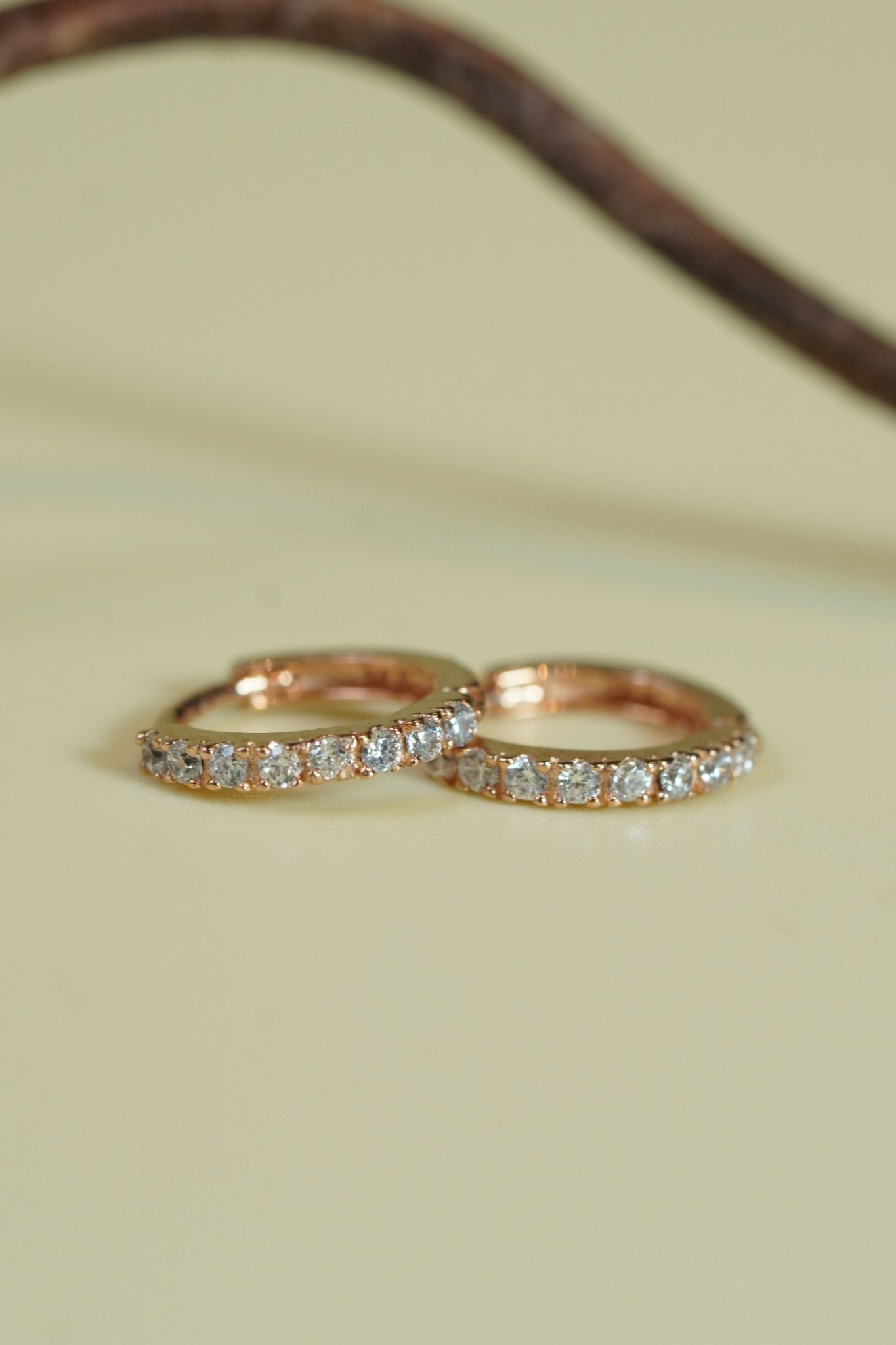 Hoa tai vàng hoops 14k đính đá