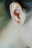 Hoa tai vàng 14k tim trơn họa tiết (ER-GLD-092)