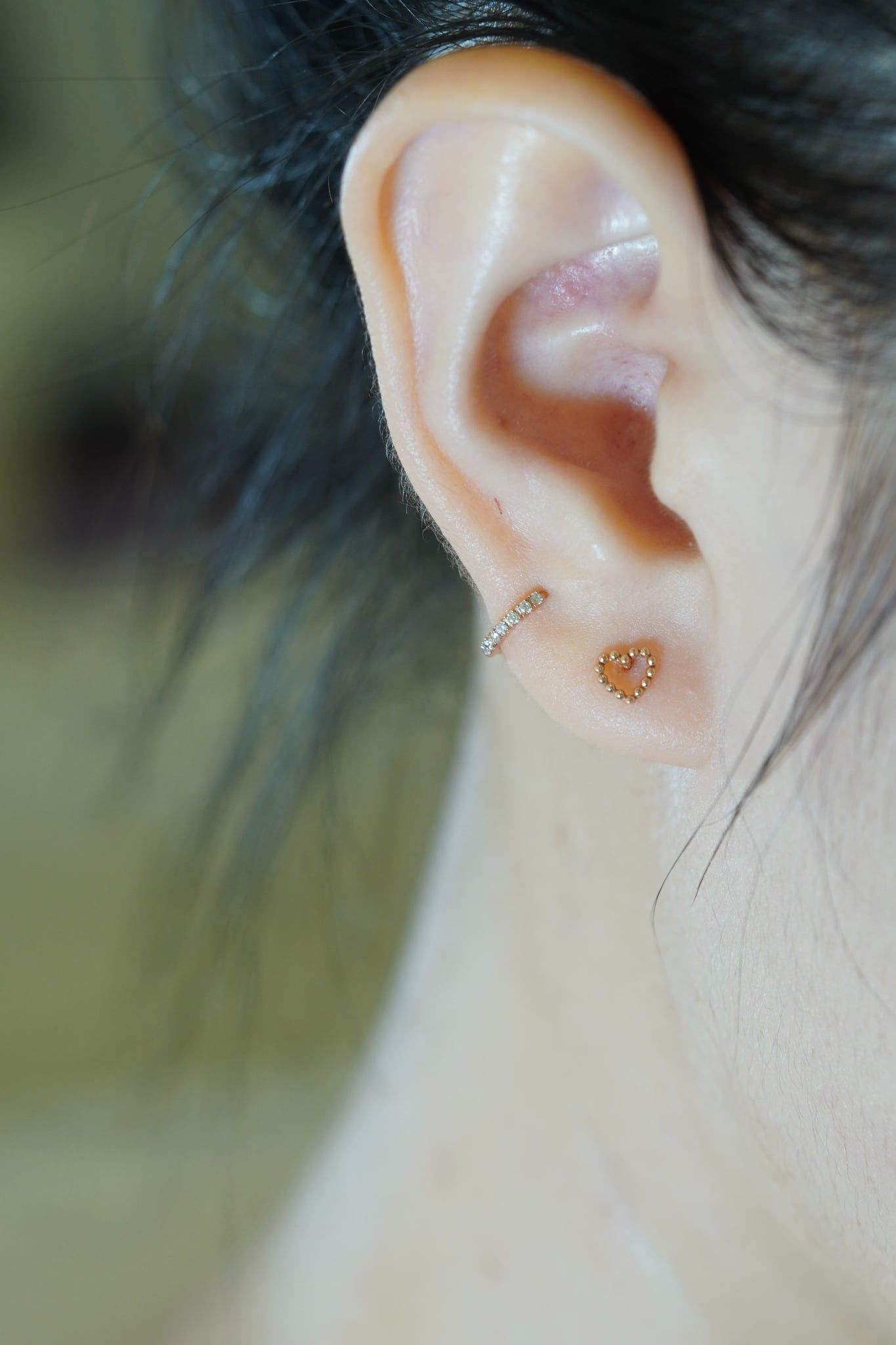 Hoa tai vàng 14k tim rỗng (ER-GLD-067)