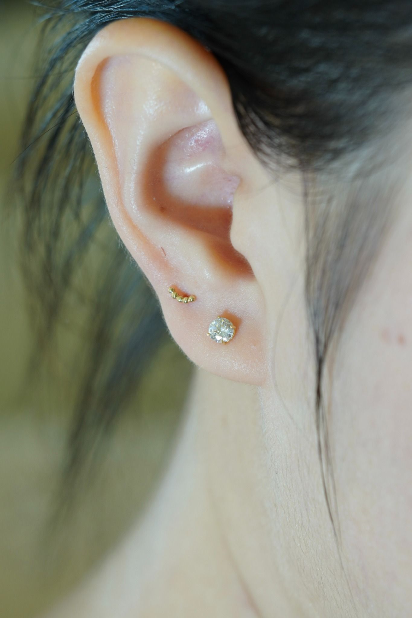 Hoa tai vàng 14K đá 4li