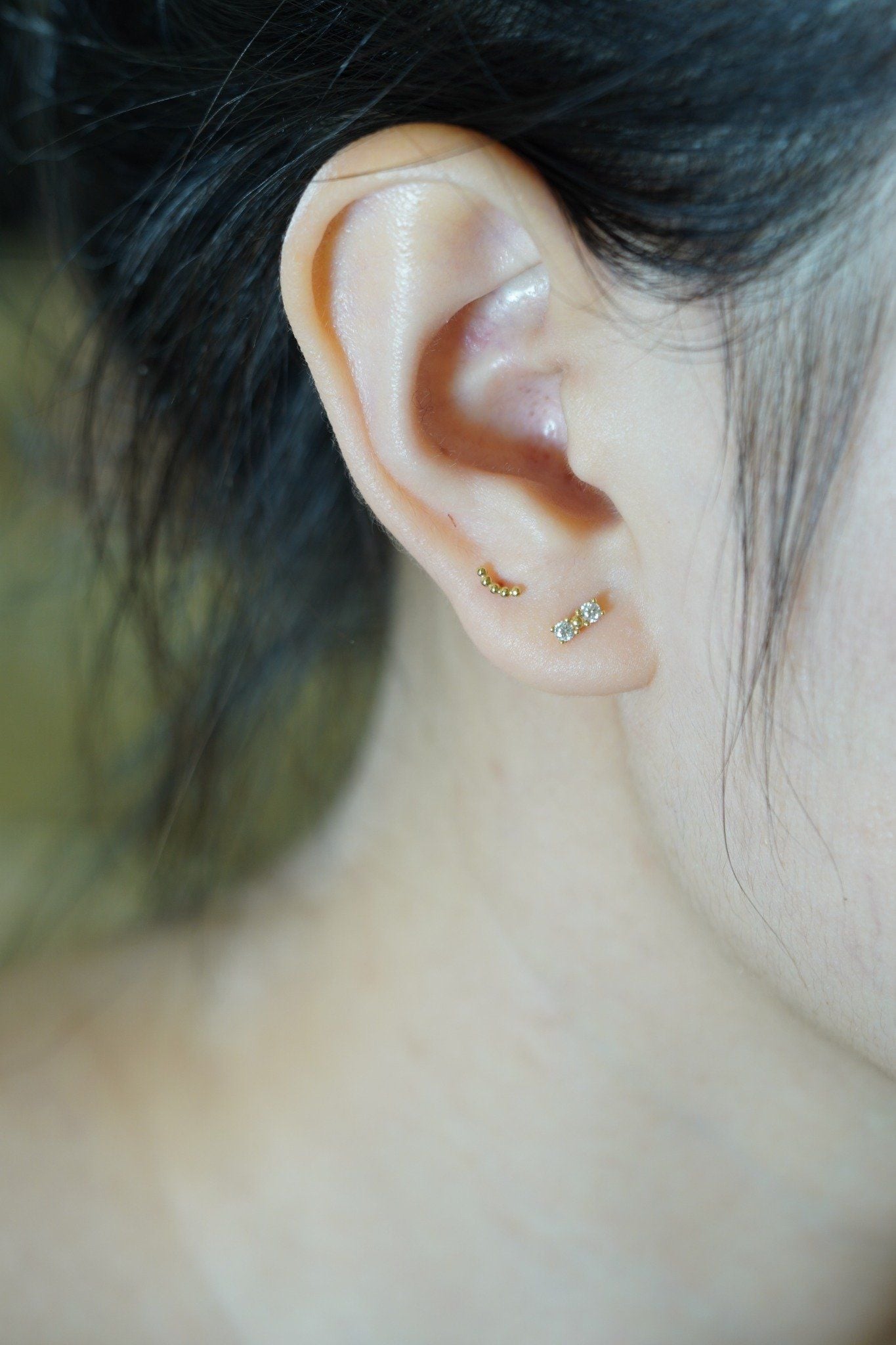 Hoa tai vàng 14k nơ đính đá