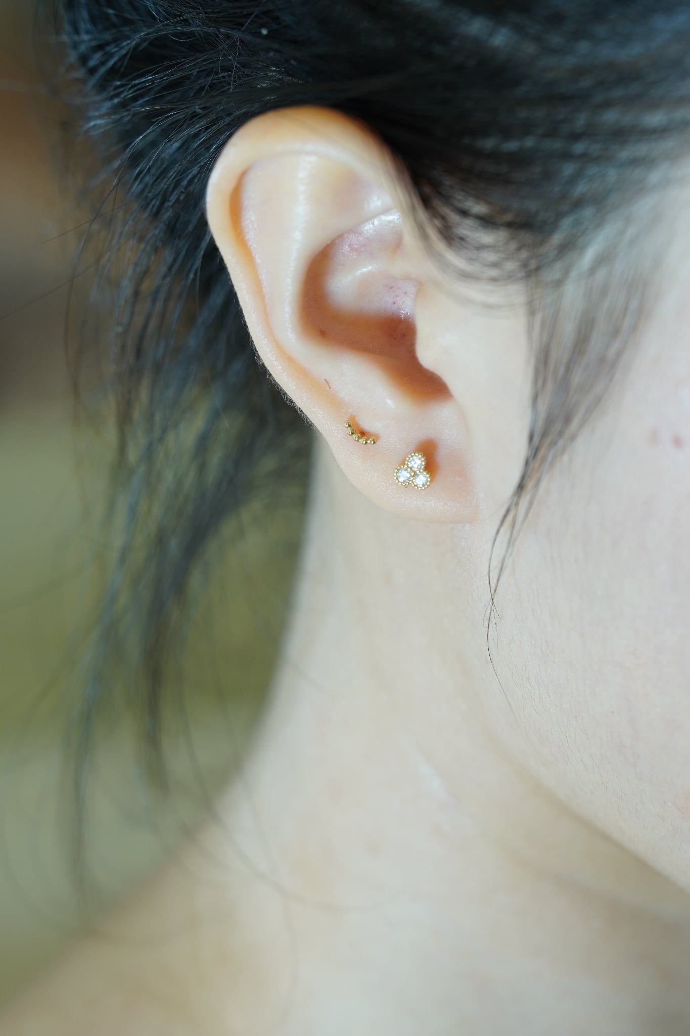 Hoa tai vàng 14k hoa 3 lá (ER-GLD-043)