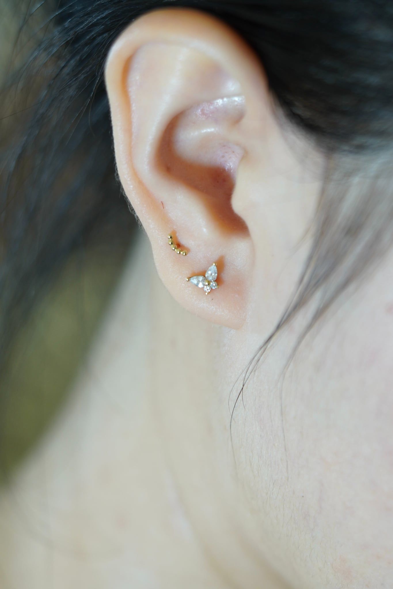 Hoa tai vàng 14k bướm đá (ER-GLD-033)