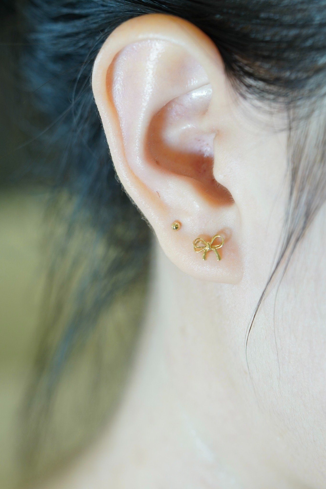 Hoa tai vàng 14K nơ 2 lớp