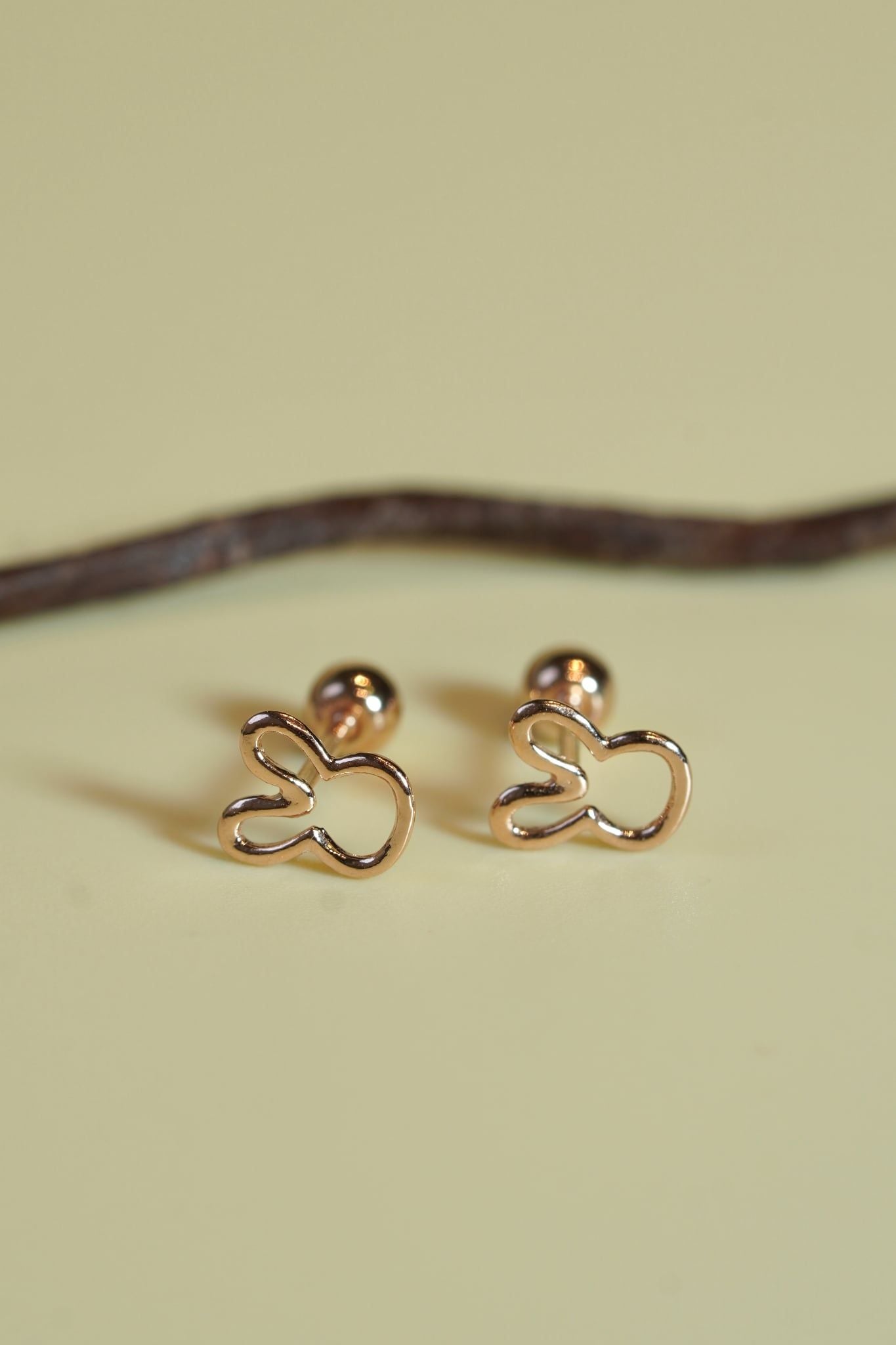 Hoa tai vàng 14k tim trơn  (ER-GLD-097)