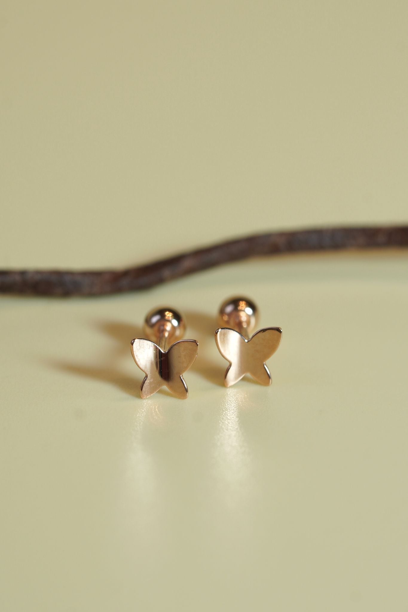 Hoa tai vàng 14k bướm trơn (ER-GLD-100)