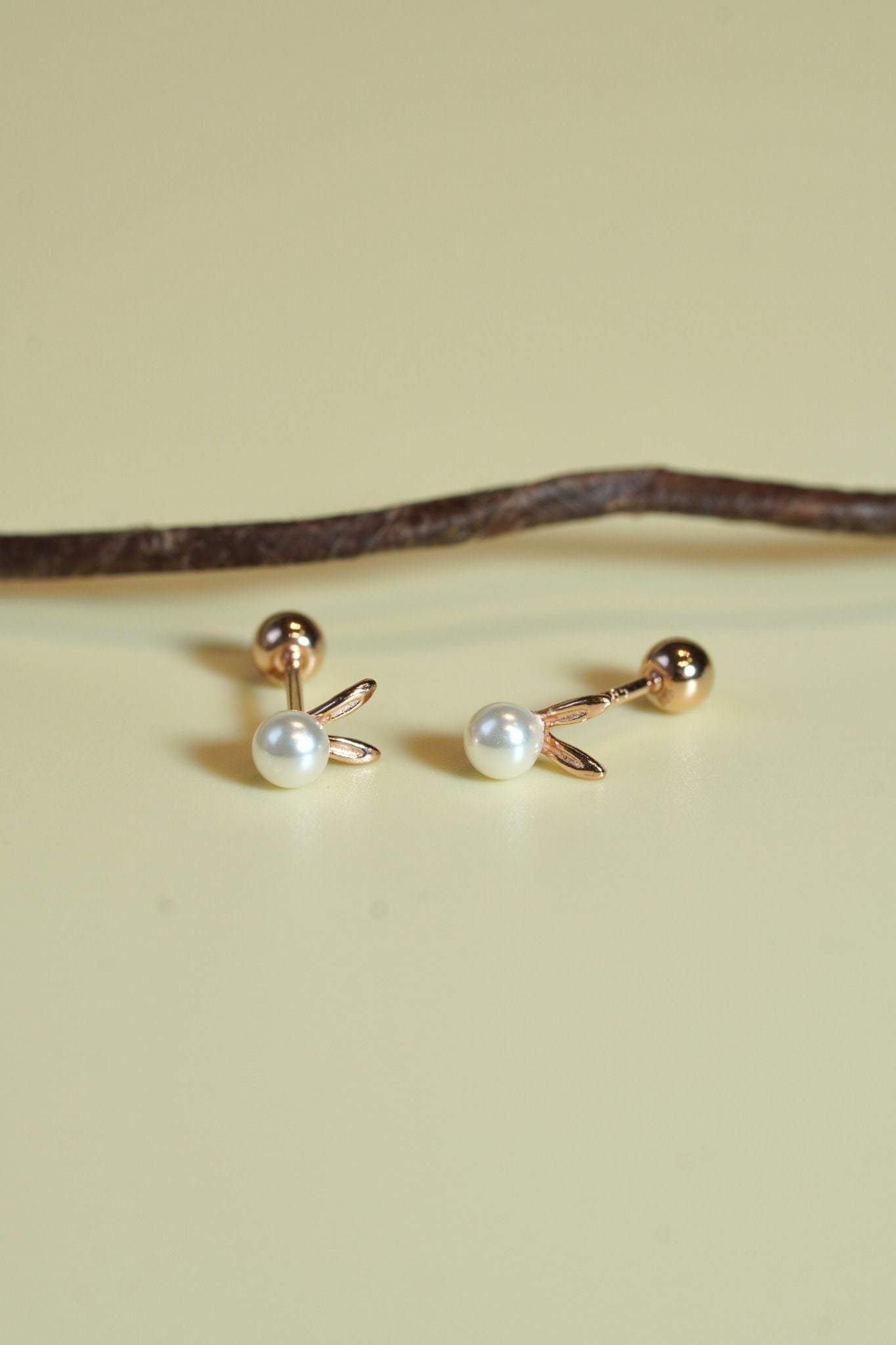 Hoa tai vàng 14k thỏ ngọc trai