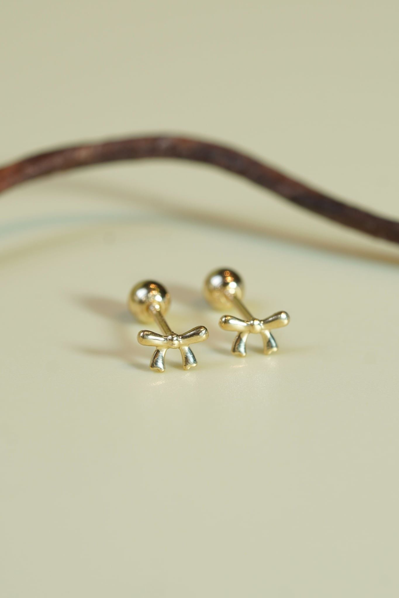 Hoa tai vàng 14k nơ (ER-GLD-108)
