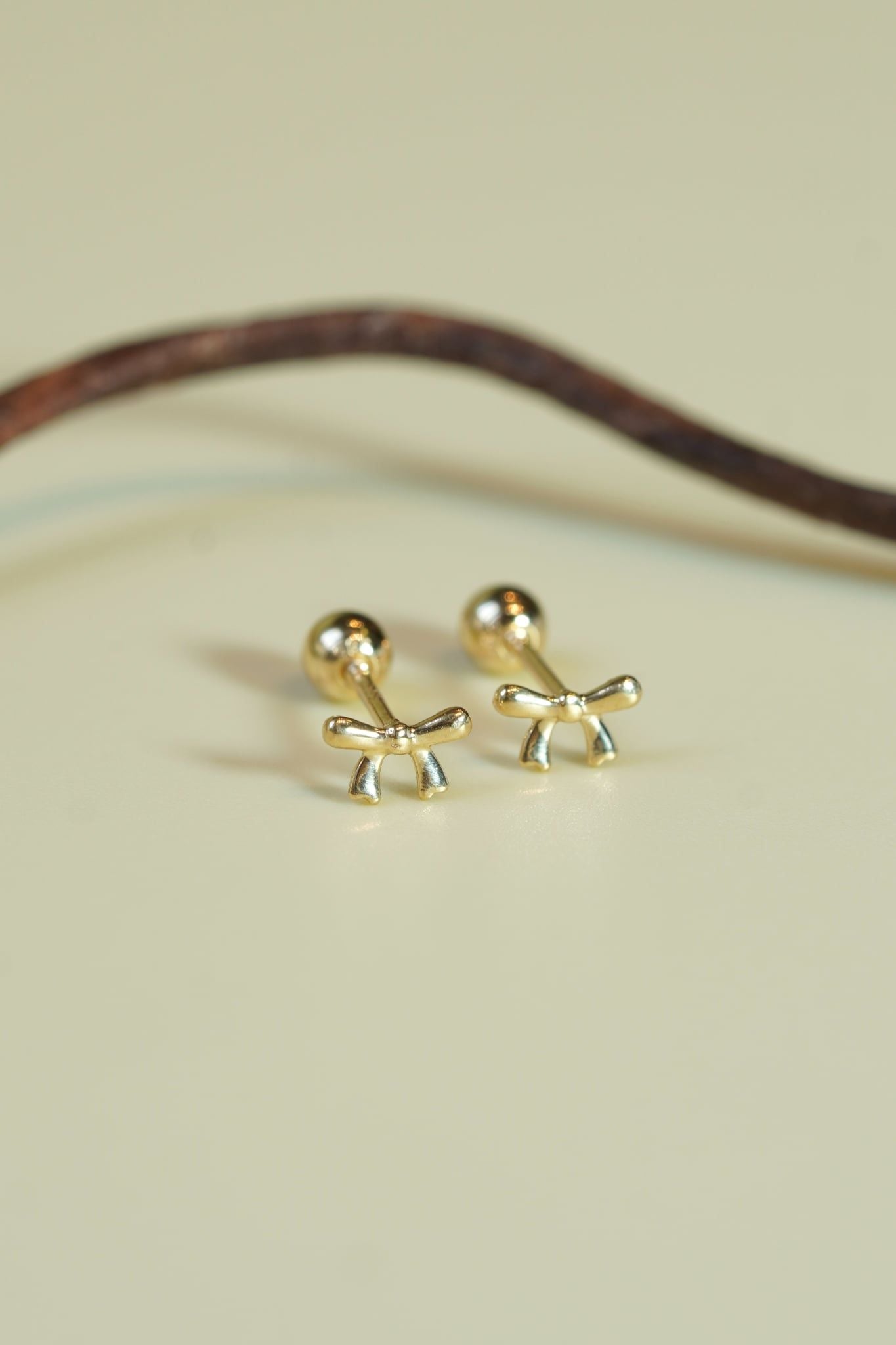 Hoa tai vàng 14k nơ (ER-GLD-108)