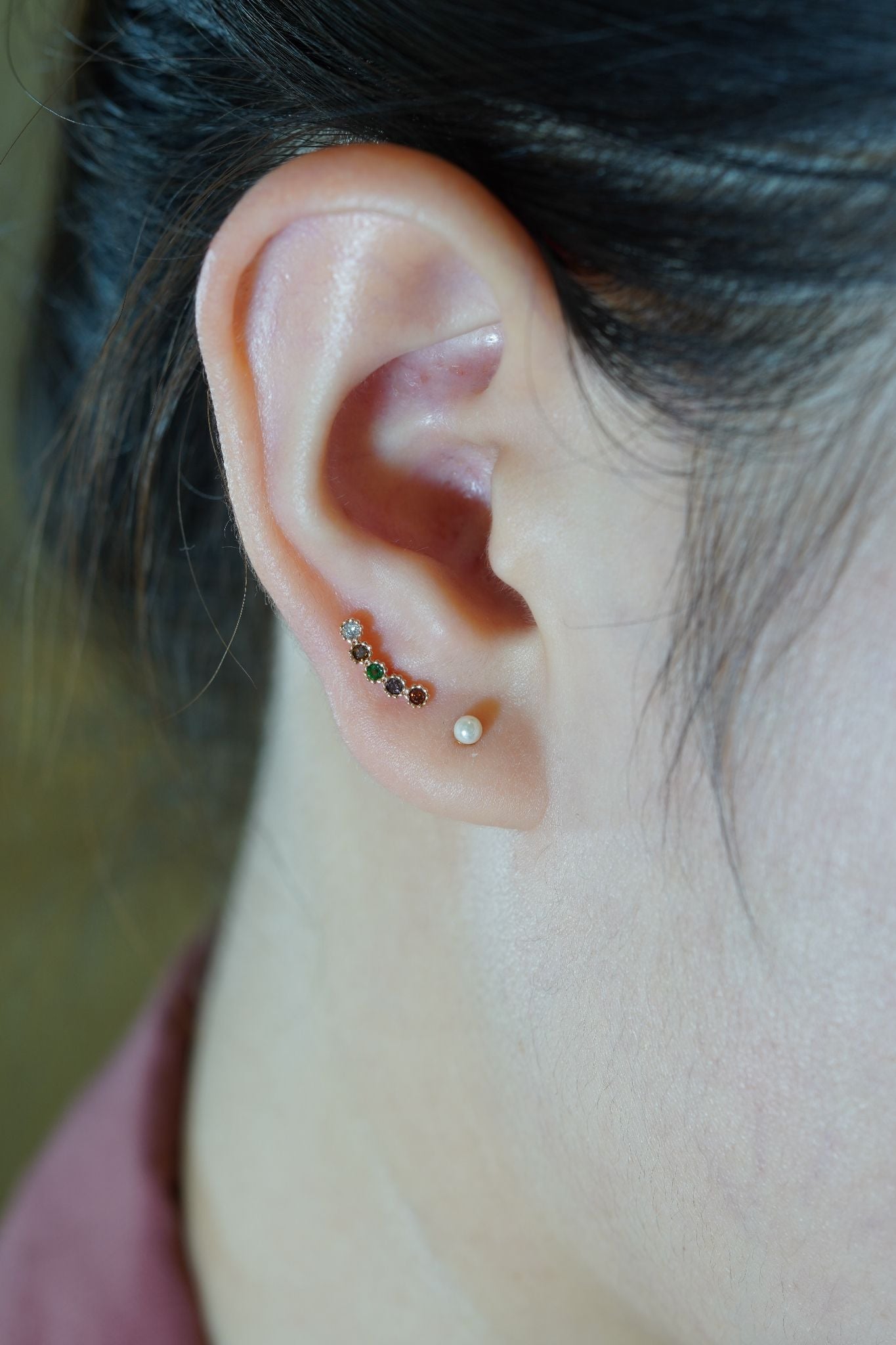 Hoa tai vàng 14k đá màu dài (ER-GLD-099)
