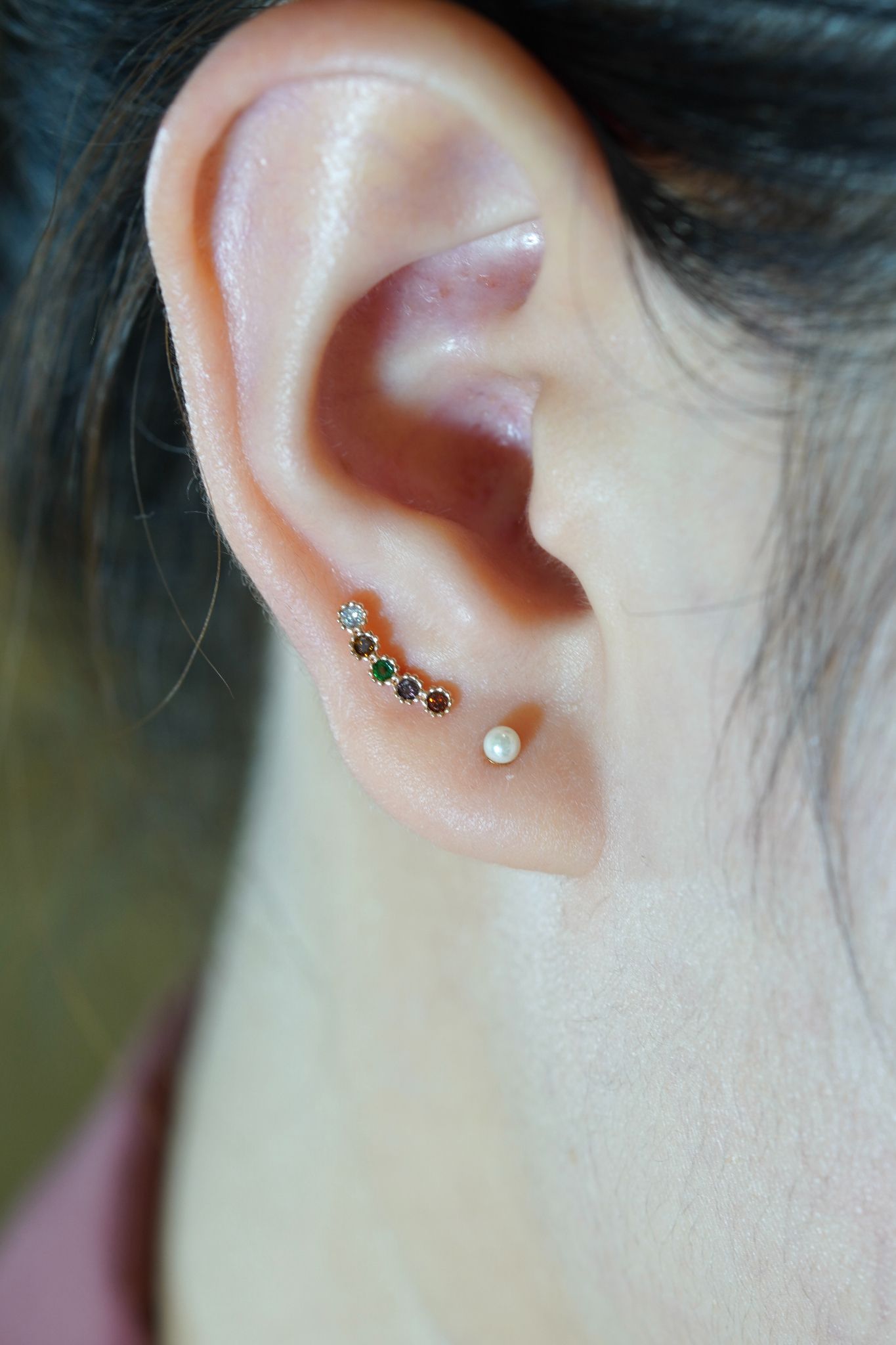 Hoa tai vàng 14k đá màu dài (ER-GLD-099)