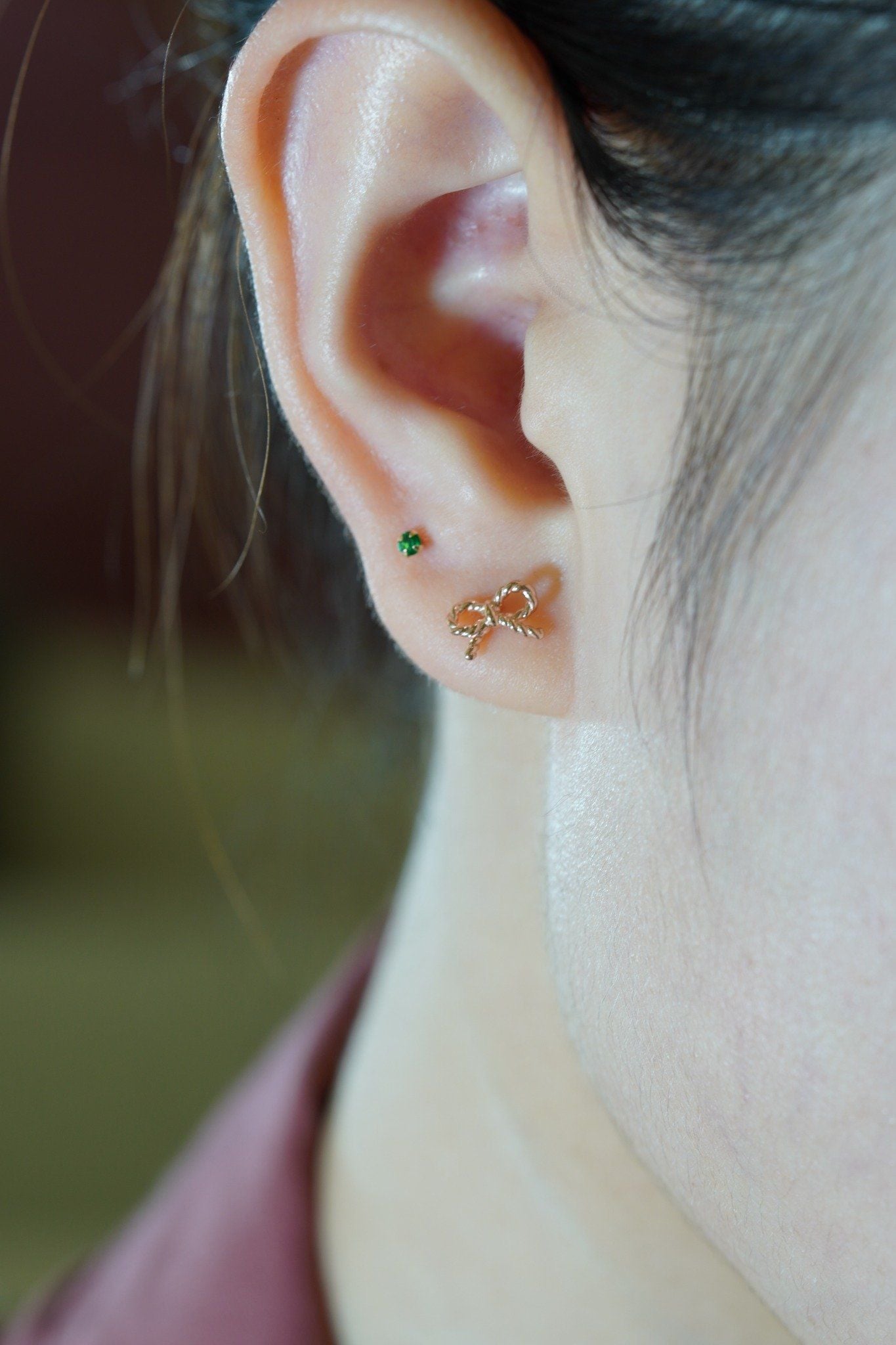 Hoa tai vàng 14k nơ xoắn