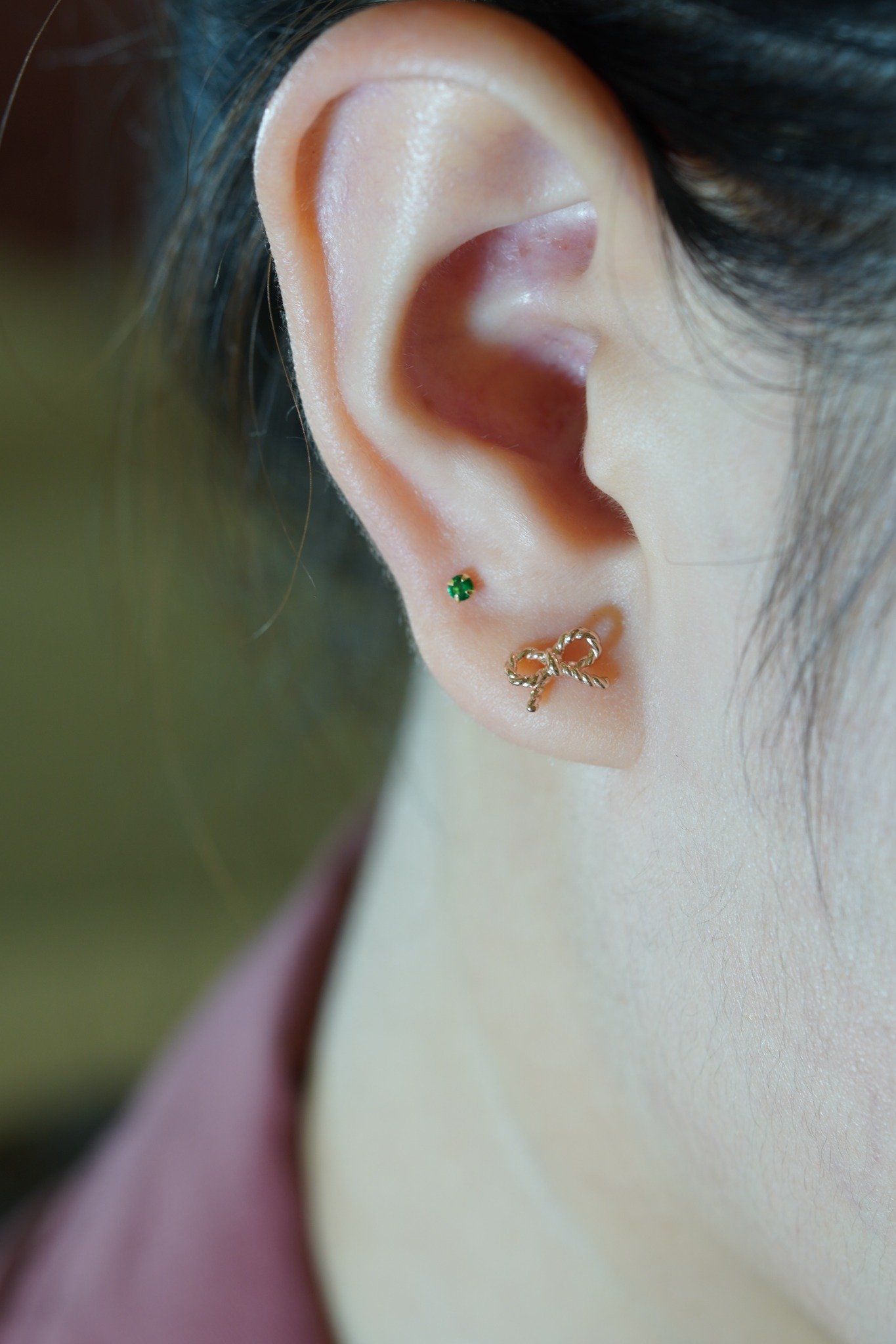 Hoa tai vàng 14k nơ xoắn