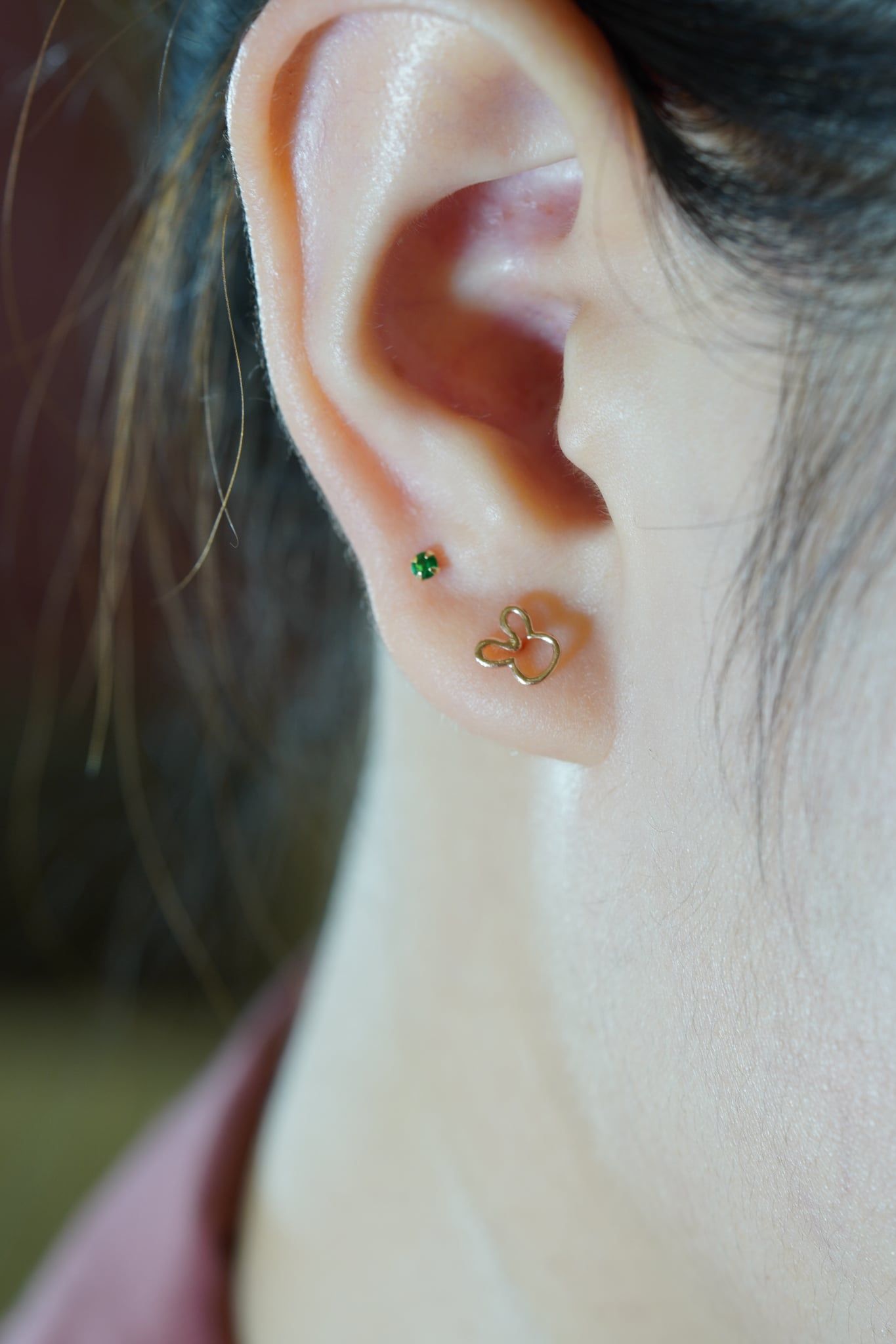 Hoa tai thỏ trơn vàng 14k (ER-GLD-096)