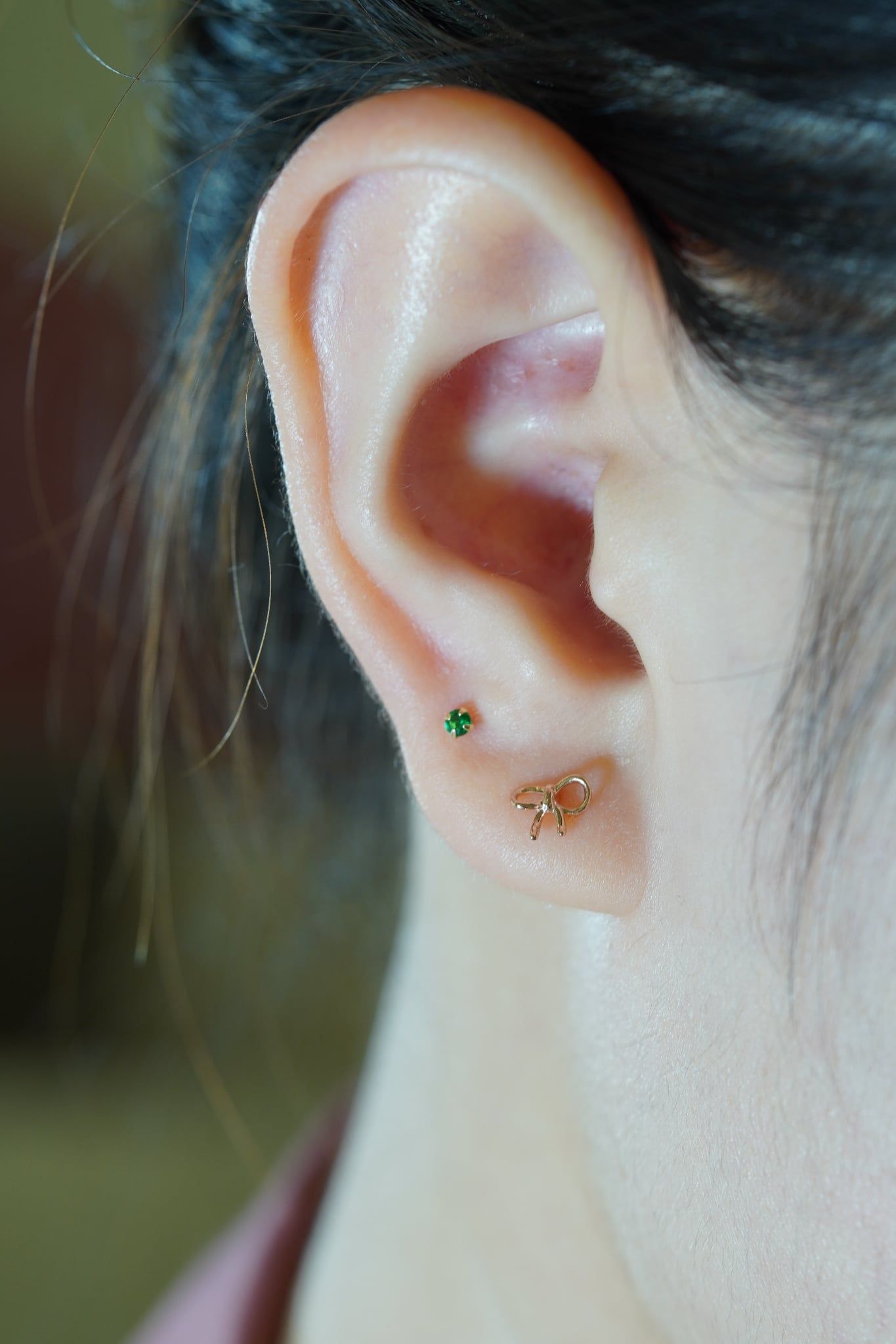 Hoa tai vàng 14k nụ đá xanh(ER-GLD-105)
