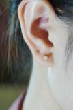 Hoa tai vàng 14k bi tròn cutting (ER-GLD-098)