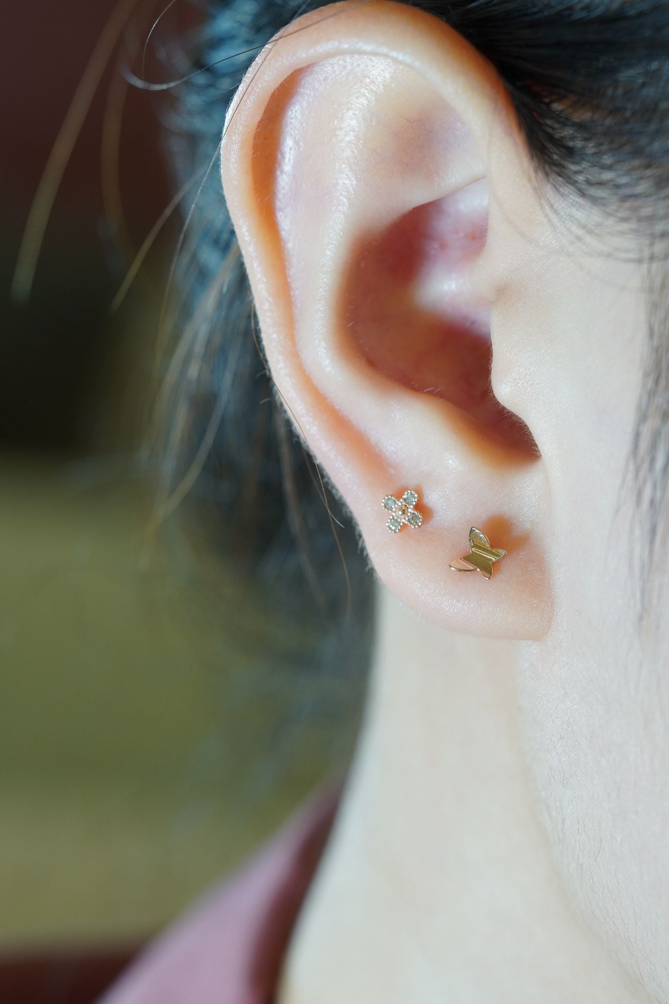 Hoa tai vàng 14k bướm trơn (ER-GLD-100)