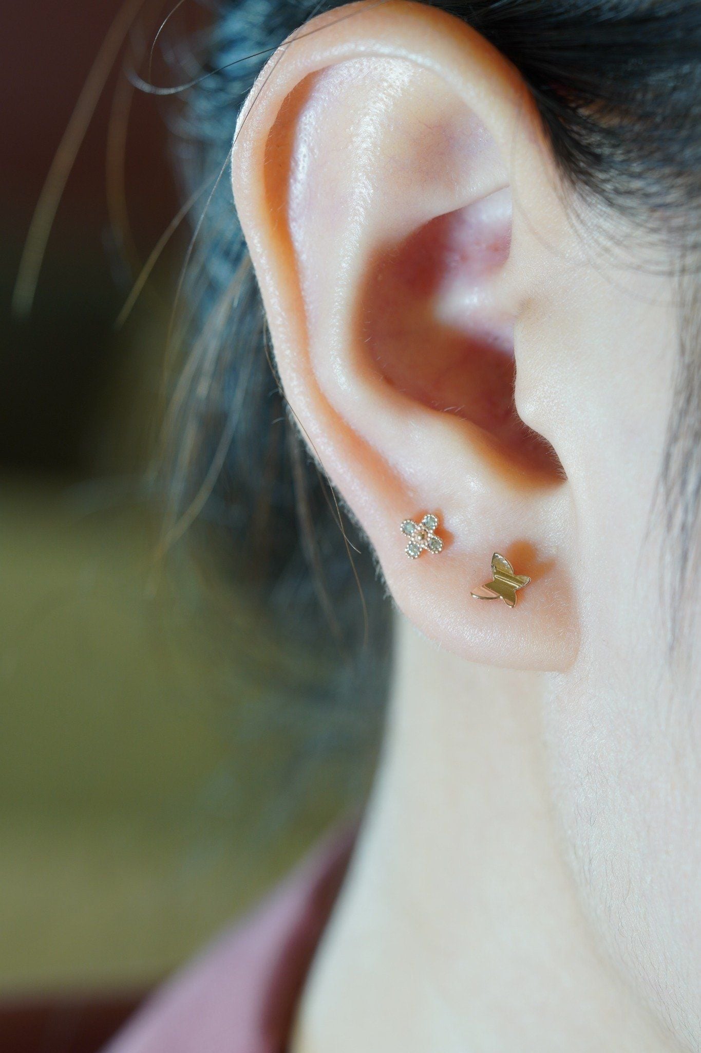 Hoa tai vàng 14K bông hoa 4 cánh