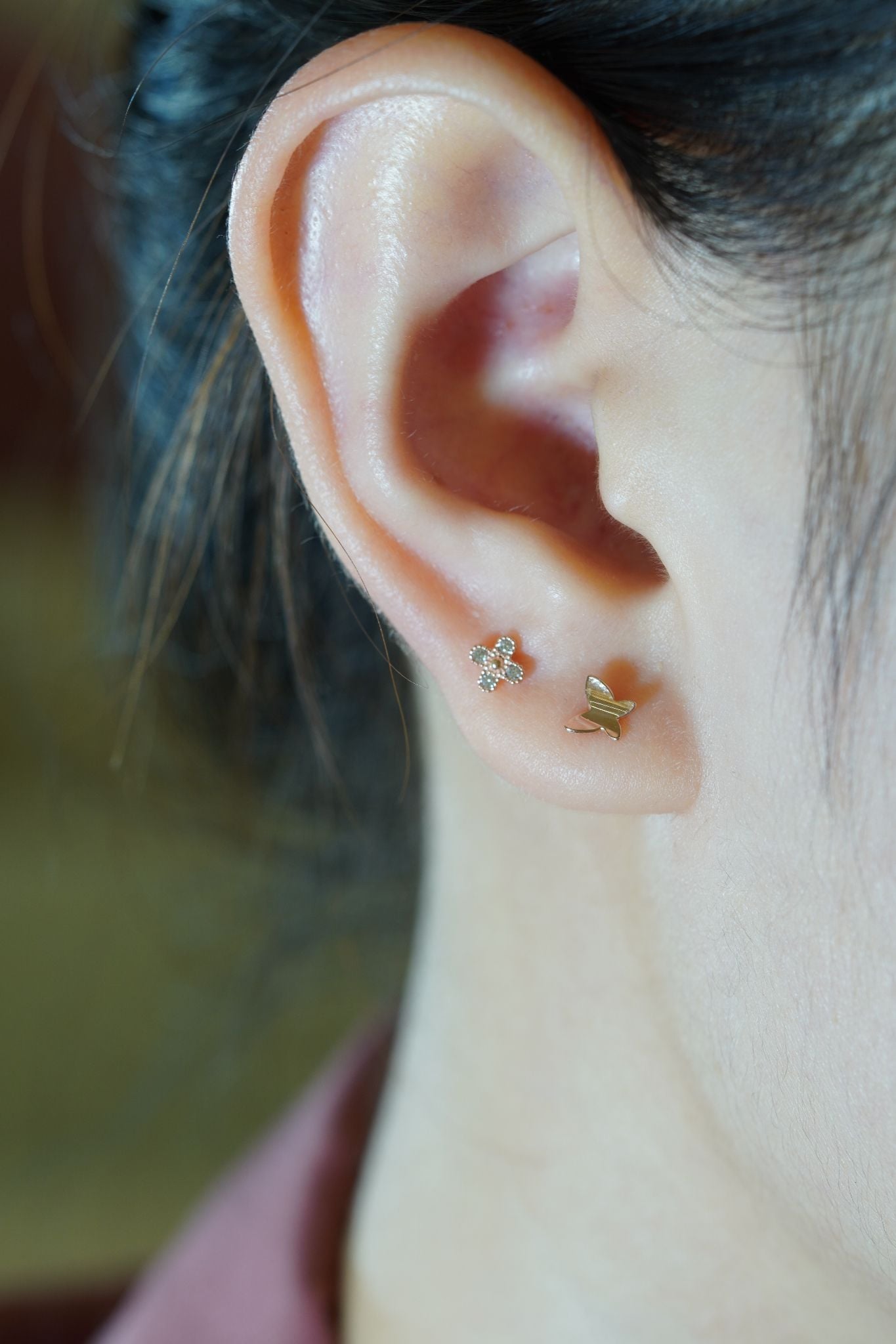 Hoa tai vàng 14k bướm trơn (ER-GLD-100)
