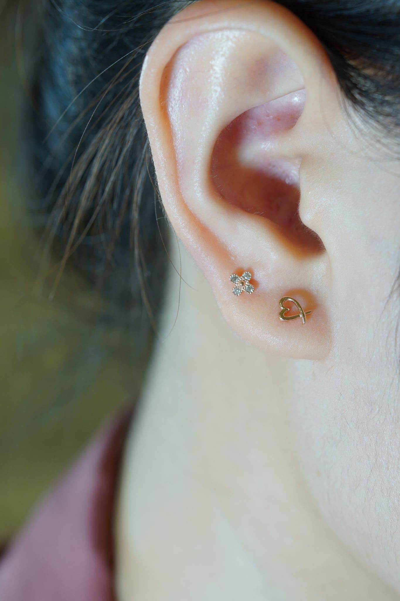 Hoa tai vàng 14k tim trơn  (ER-GLD-097)