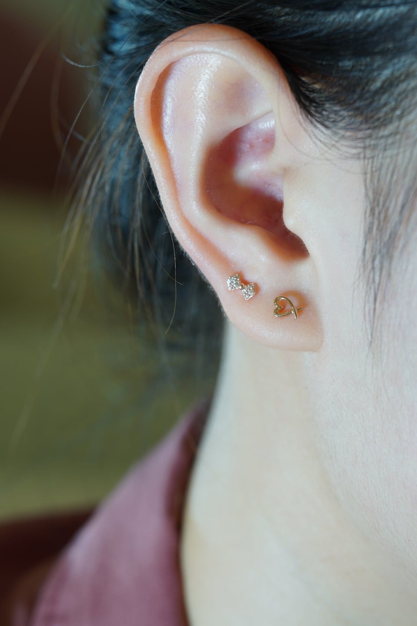 Hoa tai vàng 14k nơ đính đá (ER-GLD-095)