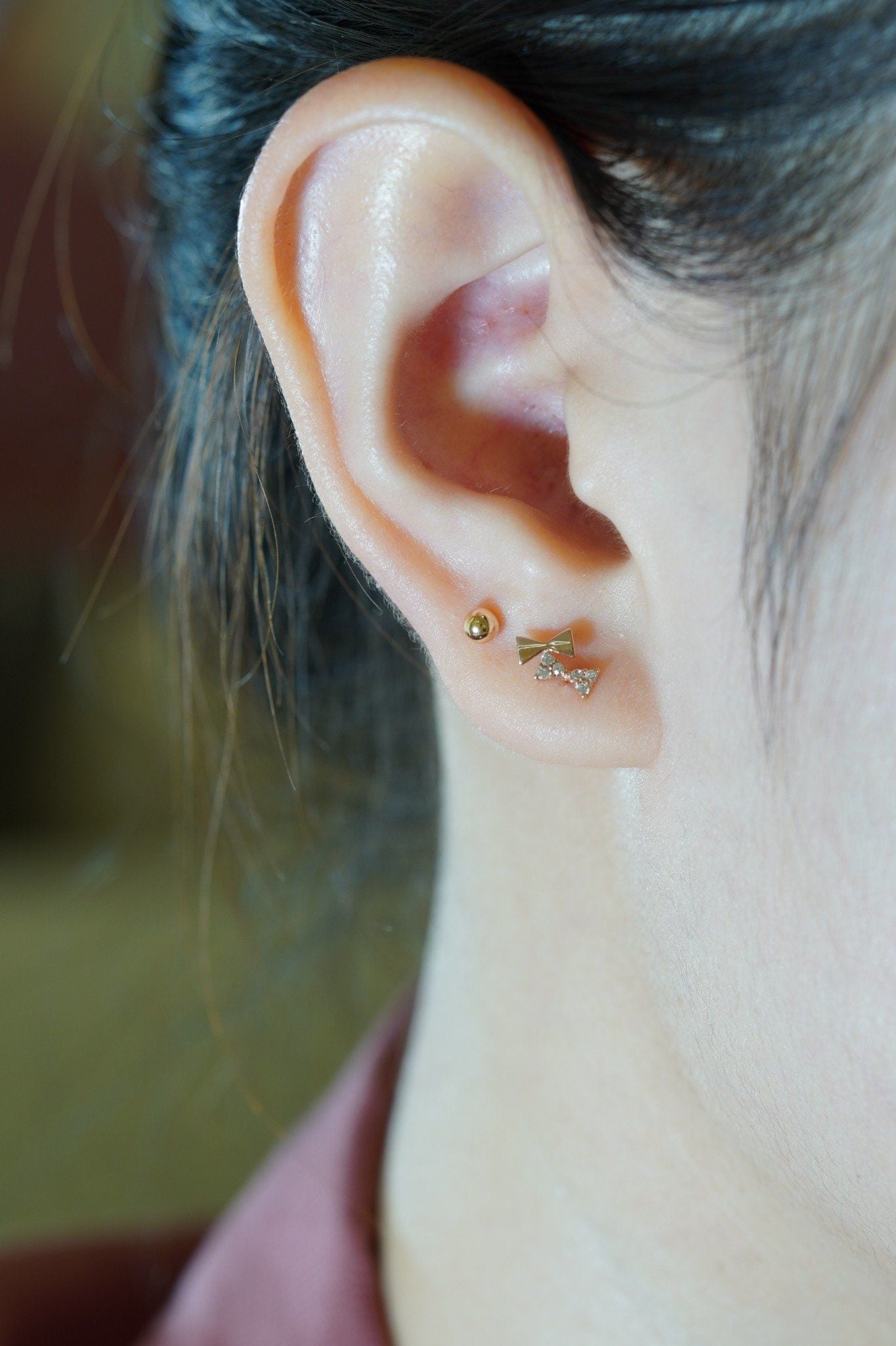 Hoa tai vàng 14K hai nơ