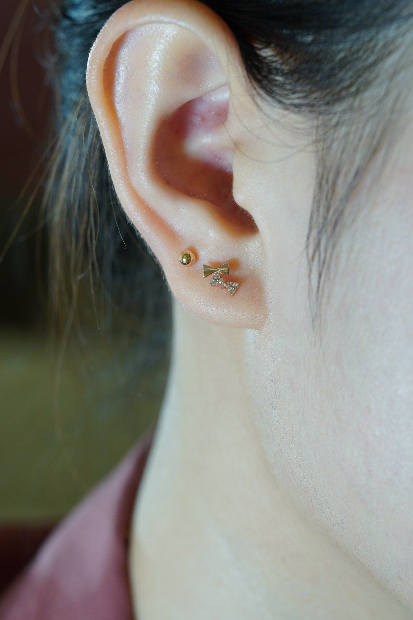 Hoa tai vàng 14K hai nơ