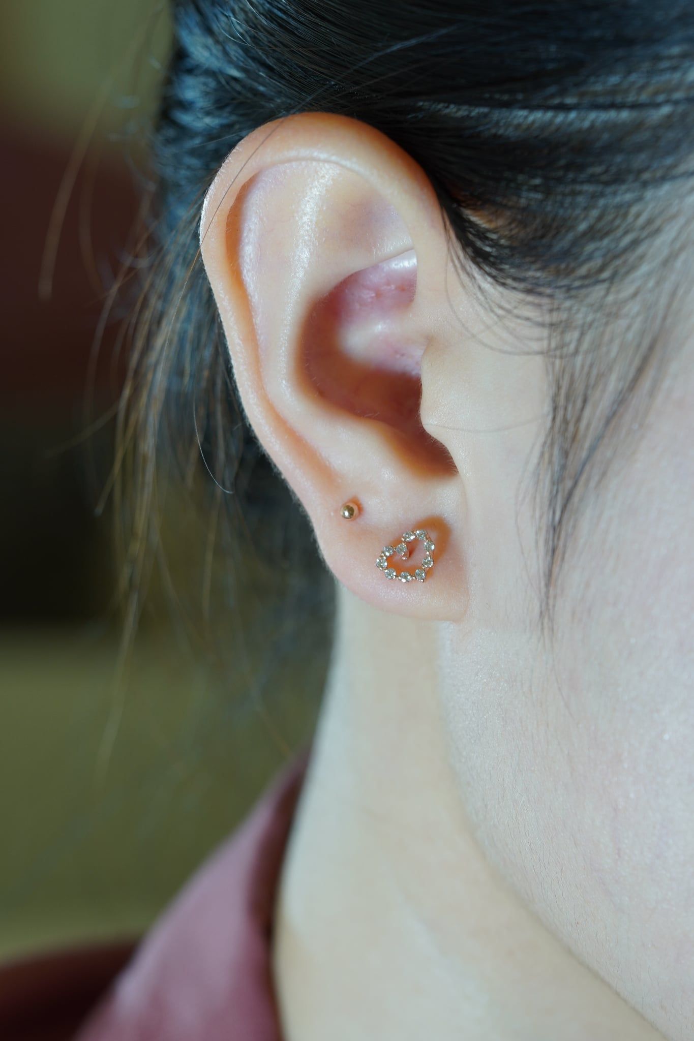 Hoa tai vàng 14K Trái Tim Đính Đá ( ER-GLD-005 )