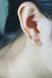 Hoa tai vàng 14k tim bi (ER-GLD-123)
