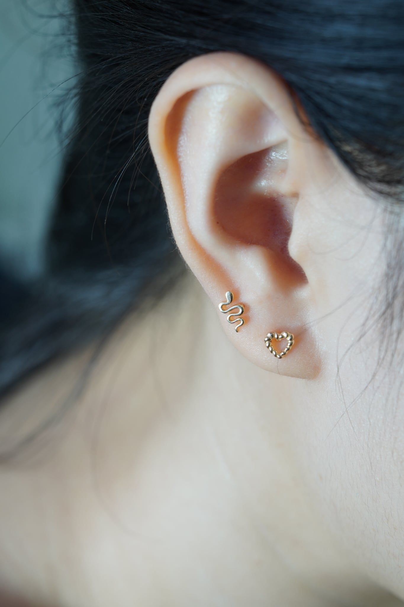Hoa tai vàng 14k tim bi (ER-GLD-123)