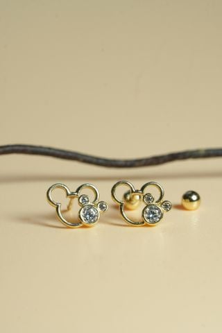  Hoa tai vàng 14k gấu đá ( ER-GLD-131) 