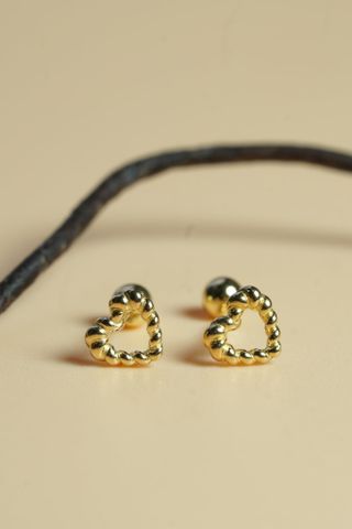  Hoa tai vàng 14k tim bi (ER-GLD-123) 