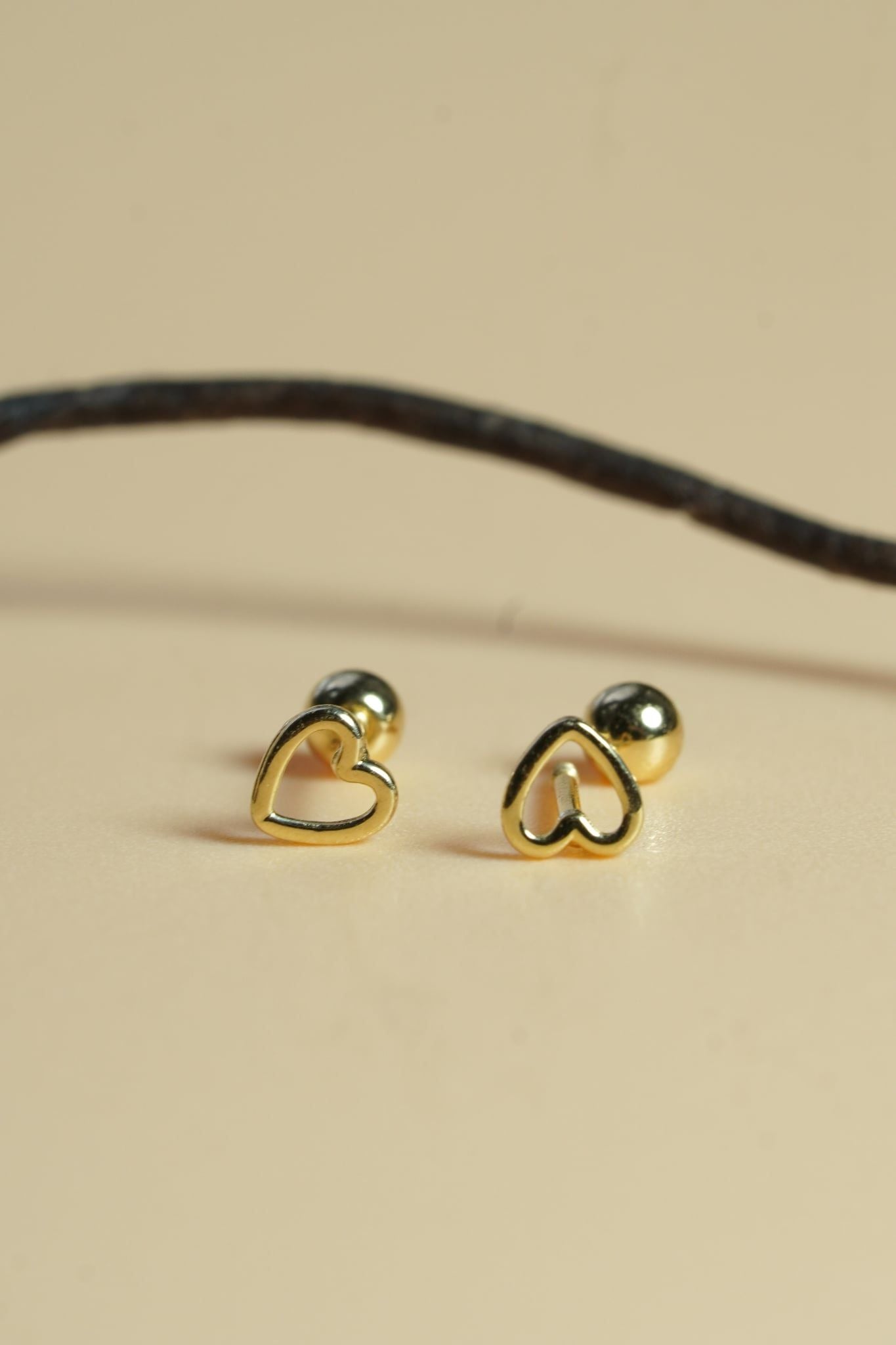 Hoa tai vàng 14k tim trơn (ER-GLD- 125)