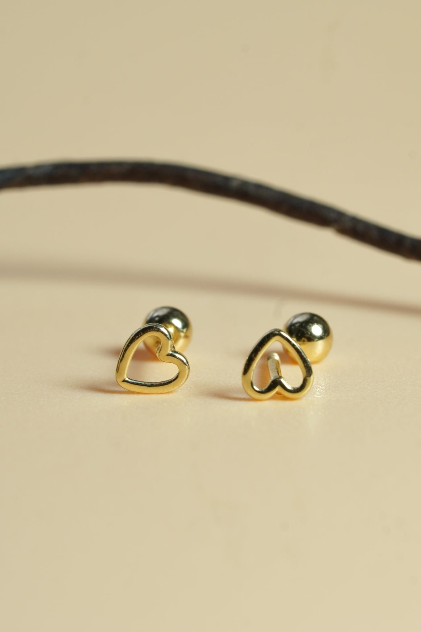 Hoa tai vàng 14k tim trơn (ER-GLD- 125)