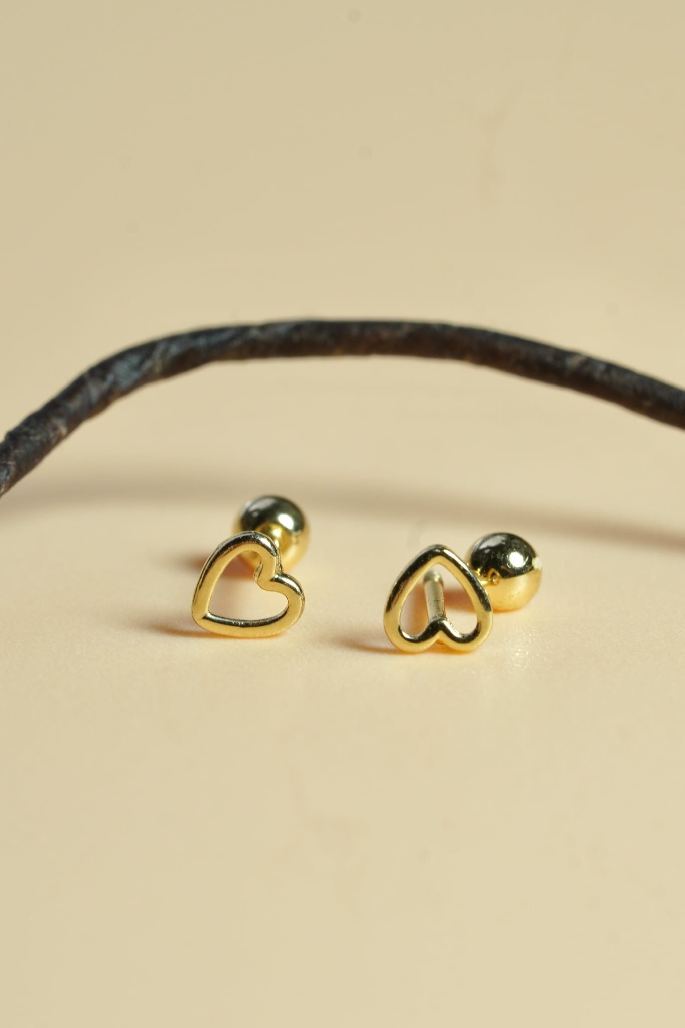 Hoa tai vàng 14k tim trơn (ER-GLD- 125)
