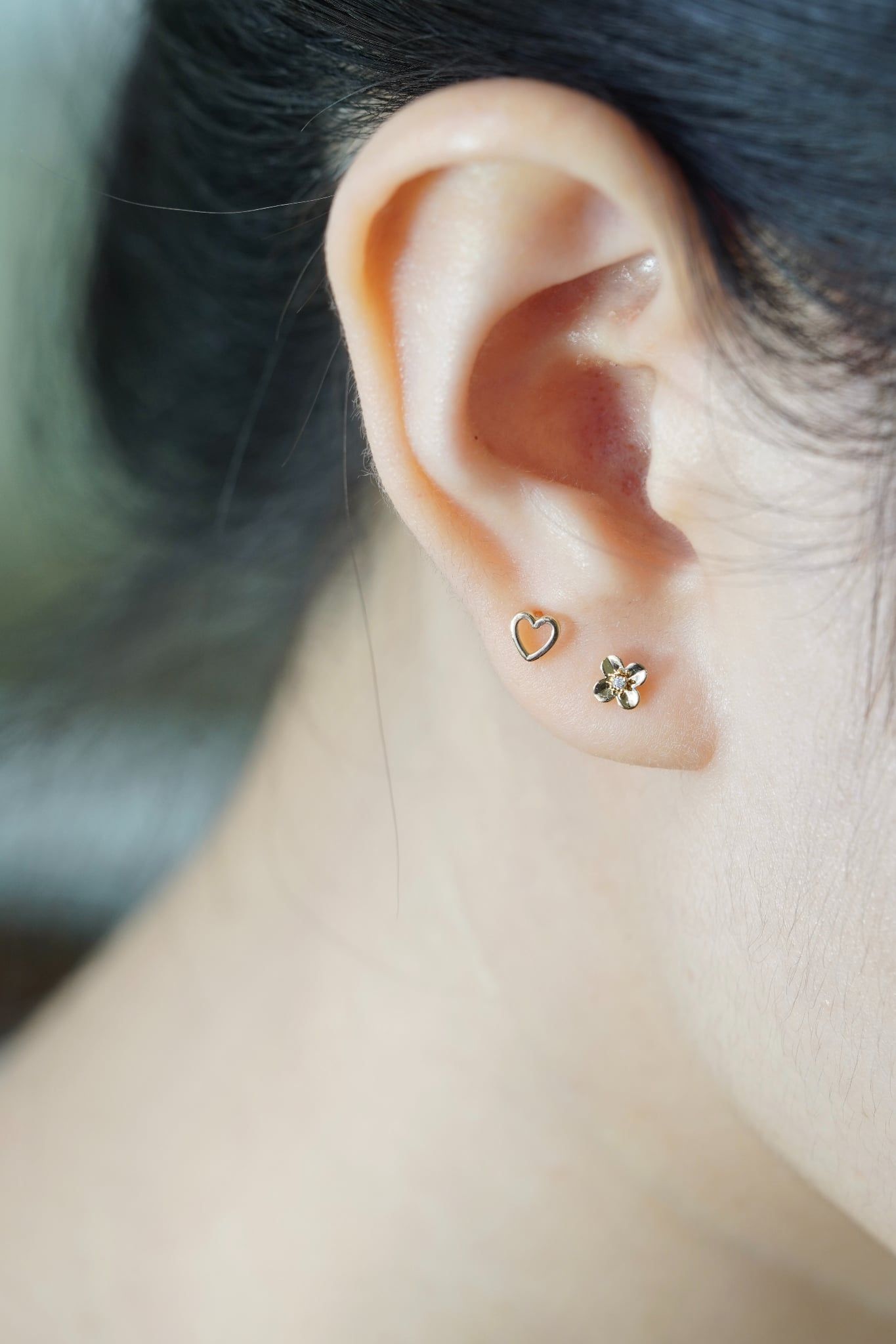 Hoa tai vàng 14k tim trơn (ER-GLD- 125)