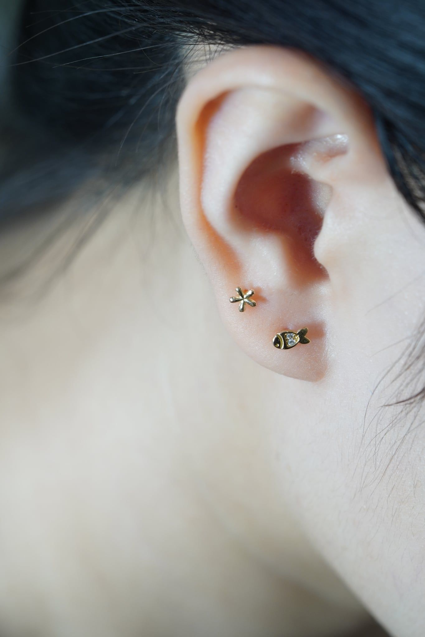 Hoa tai vàng 14k cá đá (ER-GLD-124)