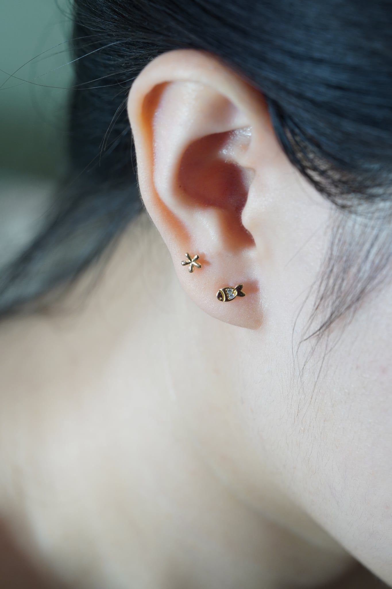 Hoa tai vàng 14k cá đá (ER-GLD-124)